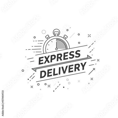 Fast express delivery service, stopwatch icon and banner.