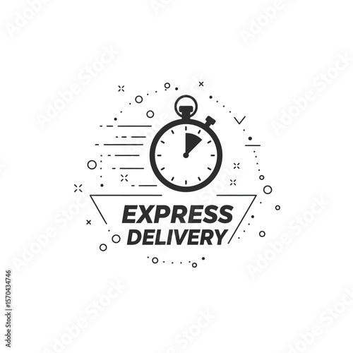 A graphic illustration shows a stopwatch with the words "Express Delivery".