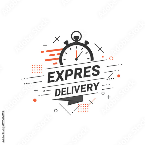 Express delivery logo with stopwatch graphic design.