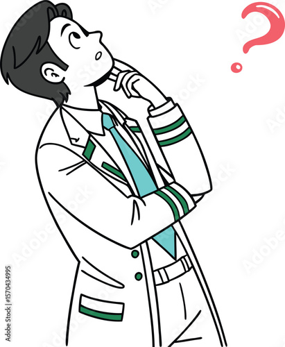 Man in suit thinking with question mark vector