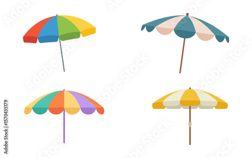 Set of Colorful Beach Umbrellas