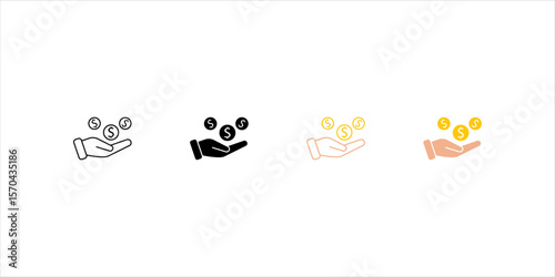 Ilustration save money icon set, salary money, invest finance, hand holding dollar. symbols on white background. vector illustration .