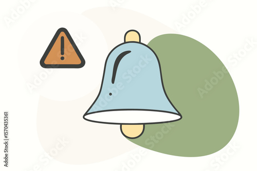 3D Bell With Red Danger Alert And Notification Symbol