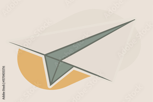 3D Blue Origami Paper Airplane Icon Representing Message Send