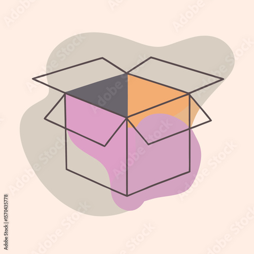 3D Open Cardboard Box For Fast Shipment Delivery Concept