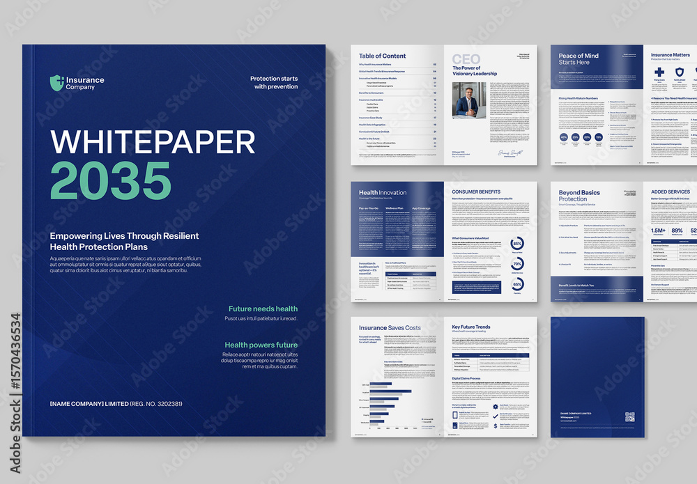 White Paper Template for Company Reports, One Page Factsheets ...