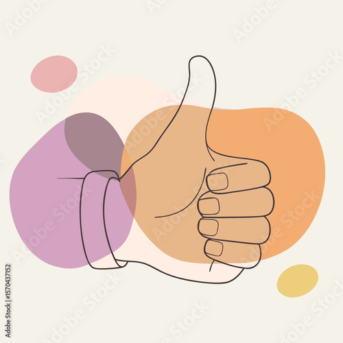 Hand Gesture Showing Thumbs Up On Geometric Background