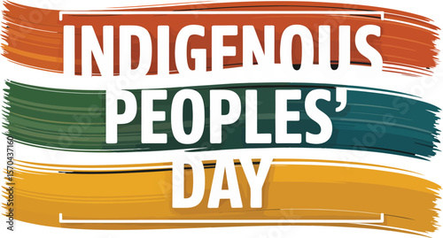 Indigenous peoples' day text on orange green and yellow brush strokes against a black background design