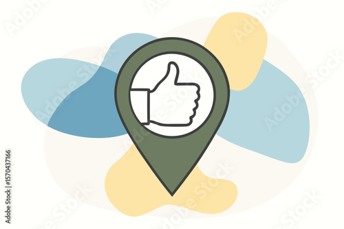 Thumbs Up From Inside Location Pin Shown By Hand