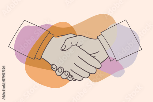 Human Hands Shaking In Contemporary Art Collage Representing Partnership