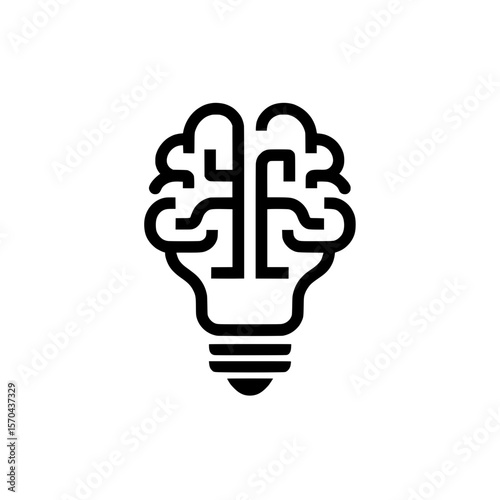 Brain-shaped lightbulb icon divided into left and right hemispheres to illustrate creative and logical intelligence