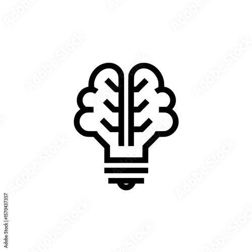 Filled light bulb icon with brain pattern illustrating mental creativity and innovative intelligence