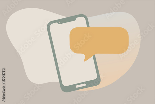 Mobile Phone With Empty Speech Bubble For Custom Text Message Concept