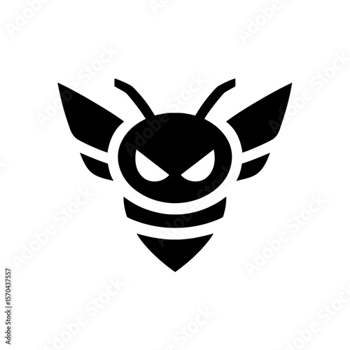 Bold bee icon with an aggressive facial expression and spread wings representing attack or warning
