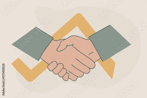Handshake On Growth Arrow Representing Partnership In Halftone Art