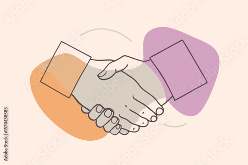 Partner Handshake Poster Showing Business Agreement In Halftone Style