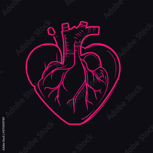 Heart line. Vector illustration. Symbol of love. Line art