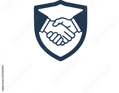 Illustration of a handshake inside a shield with the word shielddeal and tagline below it