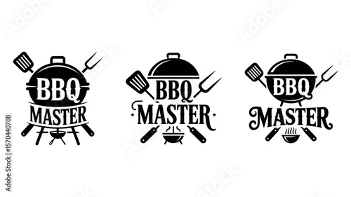 Set of BBQ Master Grill and Utensil Logos
