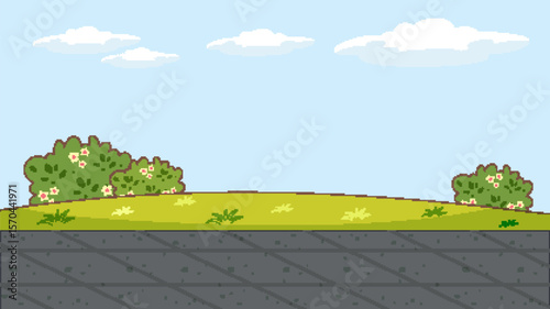 Sunny Day Park Landscape Vector Illustration
