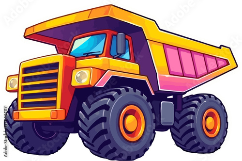 Illustration of a mining truck with bright colors