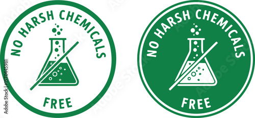 "No Harsh Chemicals Free" label on white background