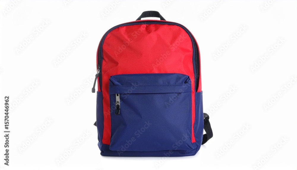 Fototapeta premium Two-Tone Backpack in Red and Navy Blue – Casual Everyday Bag with Simple Details