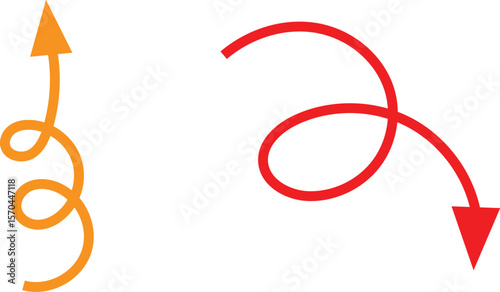Hand drawn curly line doodle arrow design infographic element perfect for graphic design.