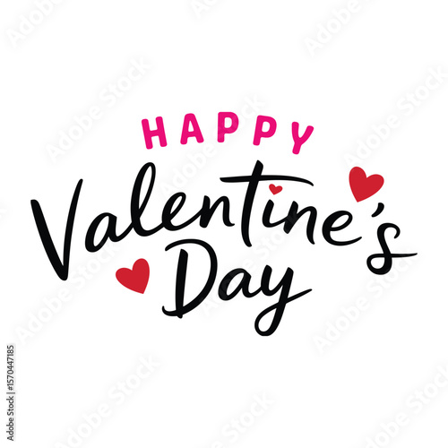 Valentine's Day Calligraphy with Hearts - A Modern Greeting Design


