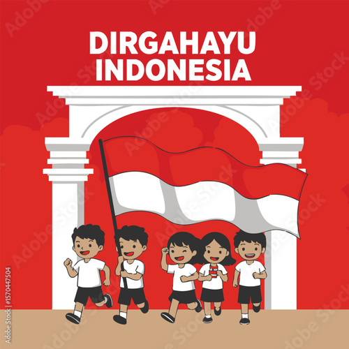 Indonesian children celebrating Independence Day