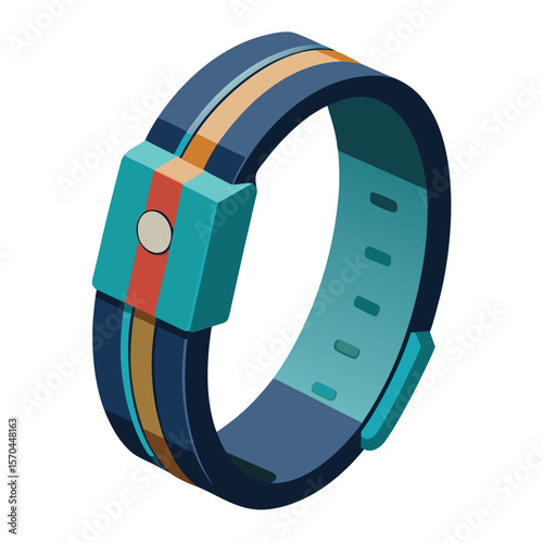 Modern smartwatch with colorful stripes and teal band