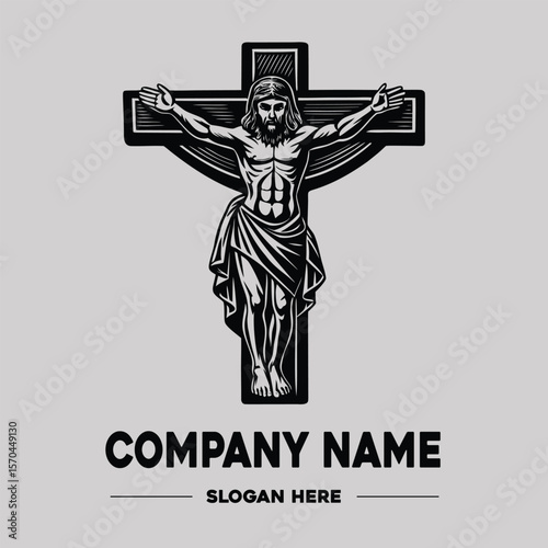 Profound Jesus Christ on Cross Vector Logo Design