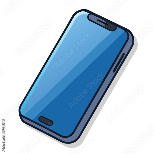 Modern smartphone with blue screen and minimalist design