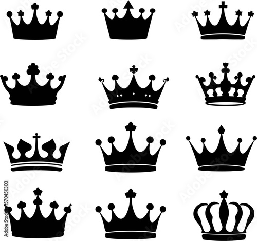 Vector illustration of a collection of simple crown icons