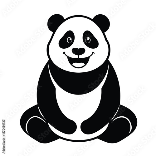 Panda seeting on the floor on white background