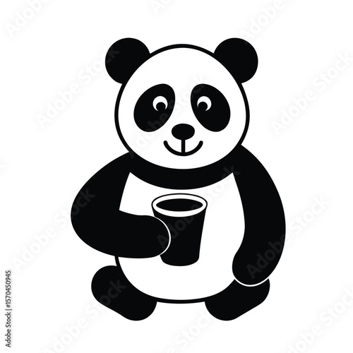panda bear with a tee on white background