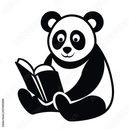 Panda reeds  the book 