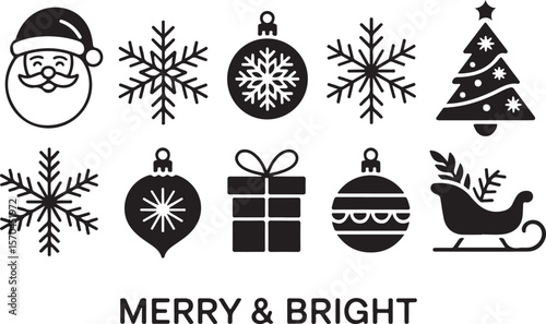 Festive Vector Icon Pack – Holiday Gifts & Ornaments

