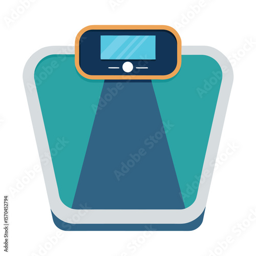 Modern digital bathroom scale with teal and blue design