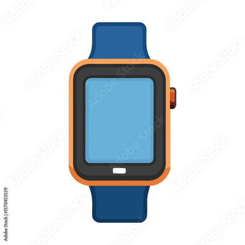 Modern smartwatch with blue band and orange bezel