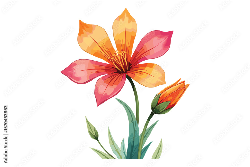 Fototapeta premium Retro Groovy Flowers Bundle | 70s Inspired Floral Clipart Set