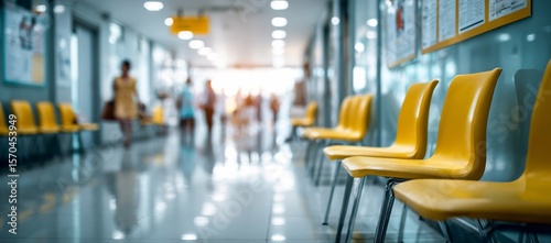 Wallpaper Mural Empty Yellow Chairs in a Hospital Waiting Area Torontodigital.ca