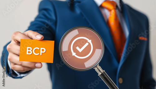 BCP Business Continuity Plan Concept. Continuous company work strategy.new process 