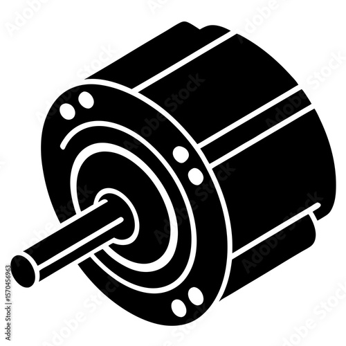 Stepper motor silhouette on white background