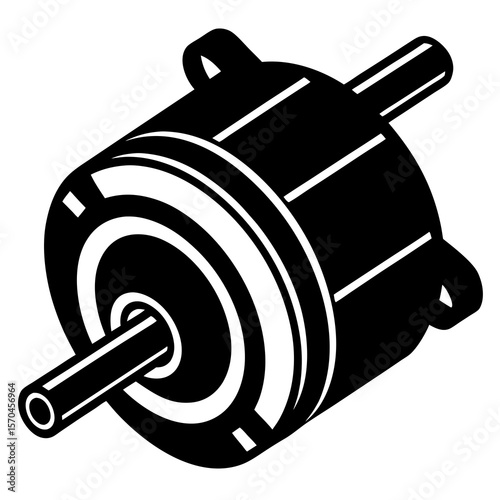 Stepper motor silhouette on white background