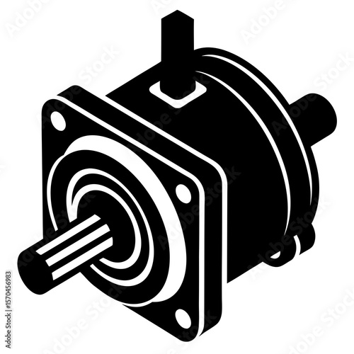 Stepper motor silhouette on white background