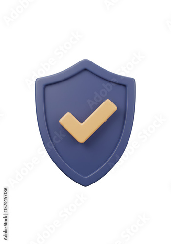 3d Shield Protection Check Mark Approved Security with Transparent BG
