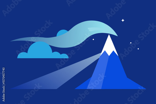 vector illustration of a night landscape with mountains