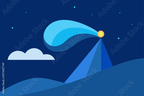 Celestial Night Shooting Star over Serene Mountain Peak