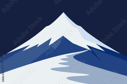 Majestic Mountain Peak A Serene Illustration of a Snow-Capped Summit